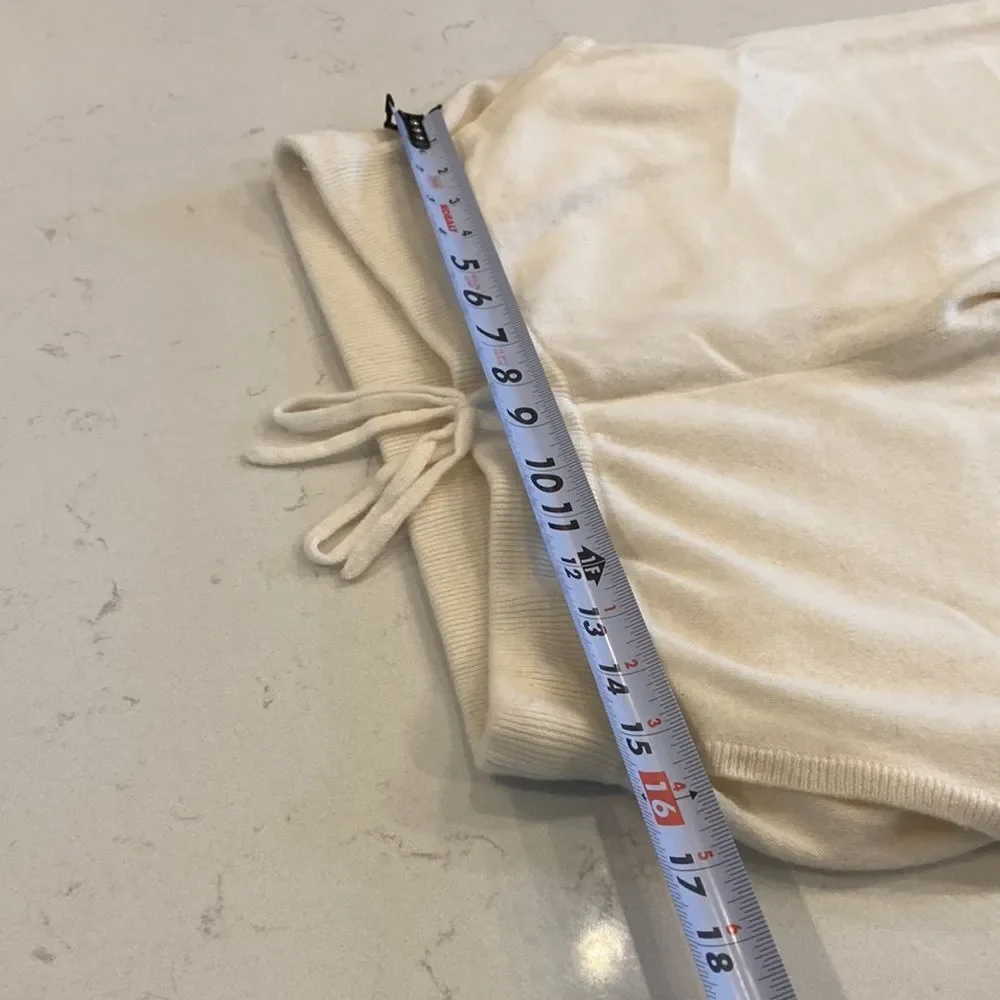 Gentle Herd 100% cashmere Ivory white drawstring straight pants pockets size 3XL